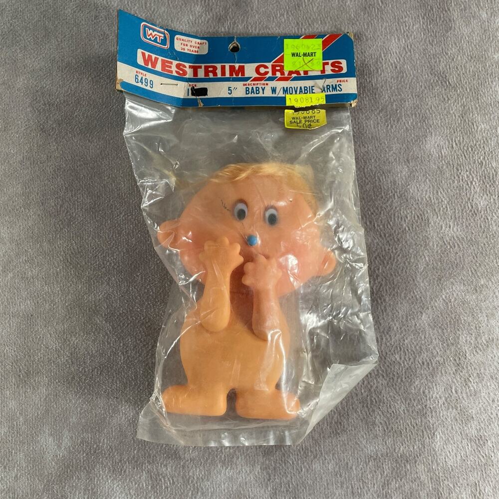 NOS 80s Trinket Westrim Crafts Vintage Baby Doll Movable Arms 5 Inch Size 6499